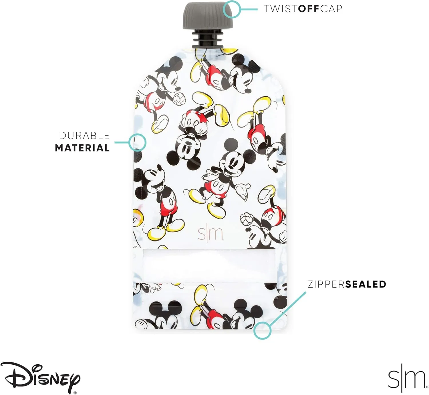 Simple Modern Disney Reusable Baby Food Pouches for Toddlers | BPA Free Plastic, Food Safe, Freezer Safe | Refillable for Applesauce Yogurt & Puree Squeeze Pouch | 10 pack | 5oz | Disney Princesses