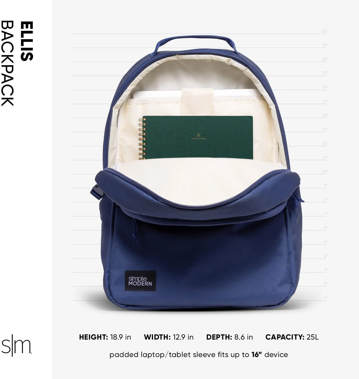Simple Modern Ellis Backpack for School | Elementary Middle and High School Bookbag for Kids and Teens | Girls and Boys | Navy