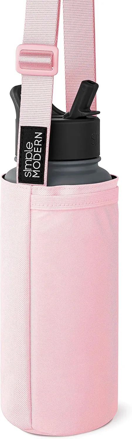Simple Modern Water Bottle Carrier Sling with Adjustable Strap | Bottle Holder Crossbody Bag for Walking, Hiking and Traveling | Summit Collection | Blush