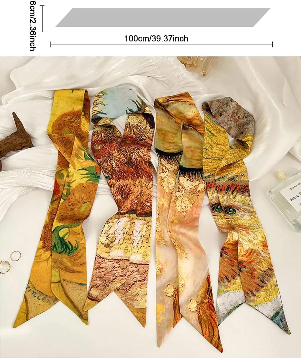 Skinny Scarf for Women Bag Handbag Handle Silky Ribbon Scarf Bandeau Hairband Headband Neckerchief Neck Scarves