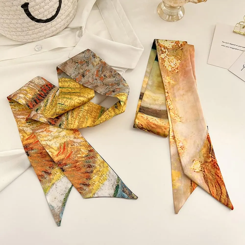 Skinny Scarf for Women Bag Handbag Handle Silky Ribbon Scarf Bandeau Hairband Headband Neckerchief Neck Scarves