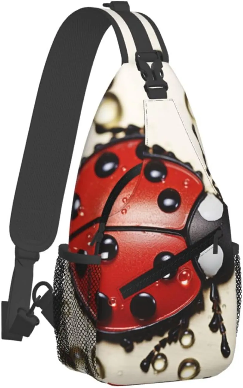 Sling Backpack Bag For Men Beautiful Ladybug Cross Chest Bag Crossbody Shoulder Bag Travel Hiking Daypack