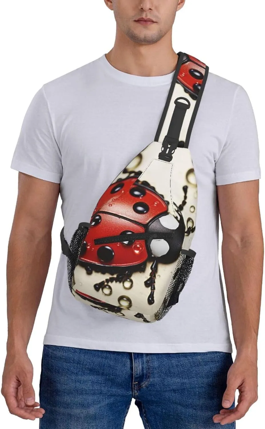 Sling Backpack Bag For Men Beautiful Ladybug Cross Chest Bag Crossbody Shoulder Bag Travel Hiking Daypack