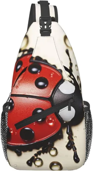 Sling Backpack Bag For Men Beautiful Ladybug Cross Chest Bag Crossbody Shoulder Bag Travel Hiking Daypack