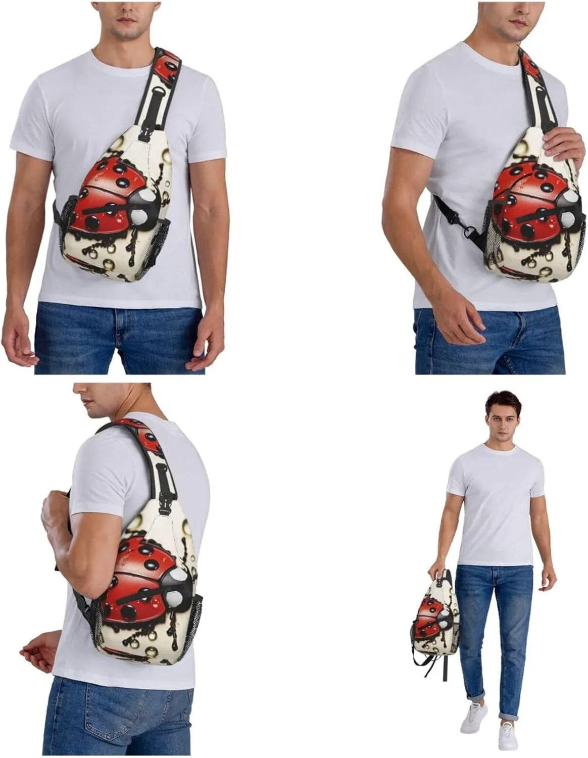 Sling Backpack Bag For Men Beautiful Ladybug Cross Chest Bag Crossbody Shoulder Bag Travel Hiking Daypack