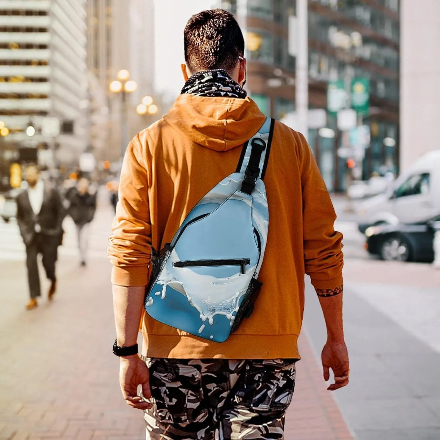 Sling Backpack Crossbody for Man Woman A Circle of Milk Cross Body Adjustable Chest Bag