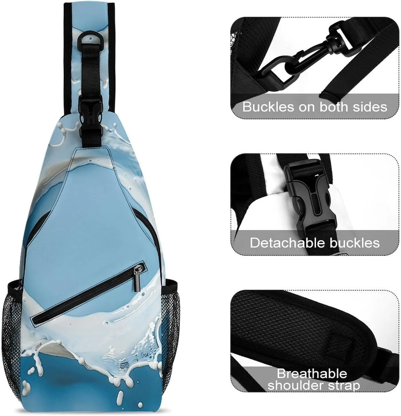 Sling Backpack Crossbody for Man Woman A Circle of Milk Cross Body Adjustable Chest Bag