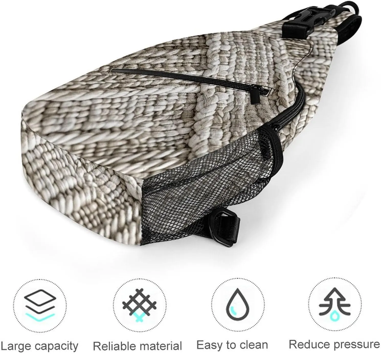 Sling Backpack Crossbody for Man Woman Beige Texture Picture Cross Body Adjustable Chest Bag