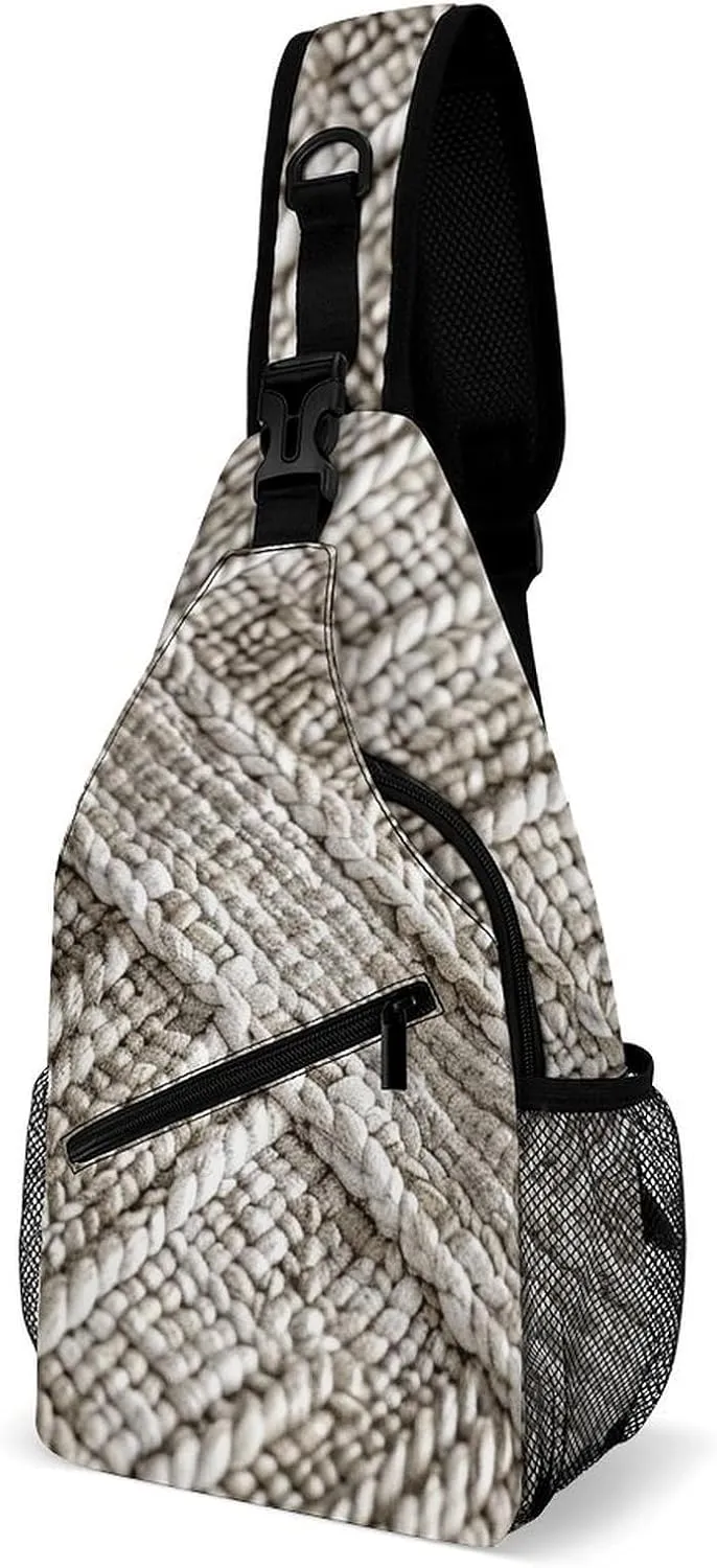 Sling Backpack Crossbody for Man Woman Beige Texture Picture Cross Body Adjustable Chest Bag