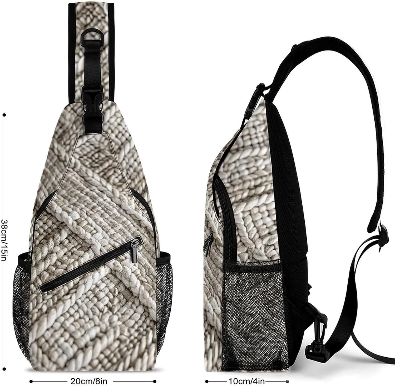 Sling Backpack Crossbody for Man Woman Beige Texture Picture Cross Body Adjustable Chest Bag