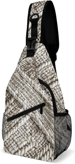 Sling Backpack Crossbody for Man Woman Beige Texture Picture Cross Body Adjustable Chest Bag