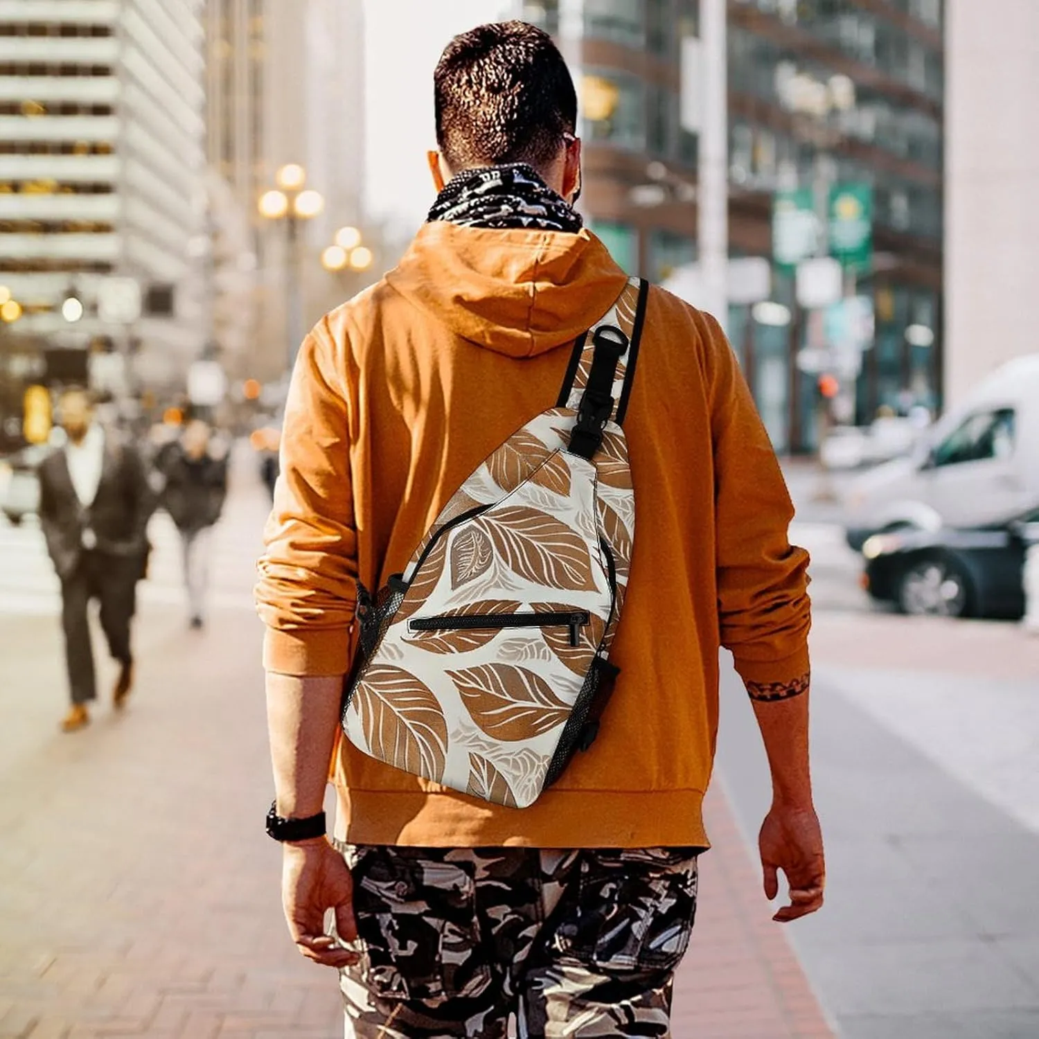 Sling Backpack Crossbody for Man Woman Copper And Brown Cross Body Adjustable Chest Bag