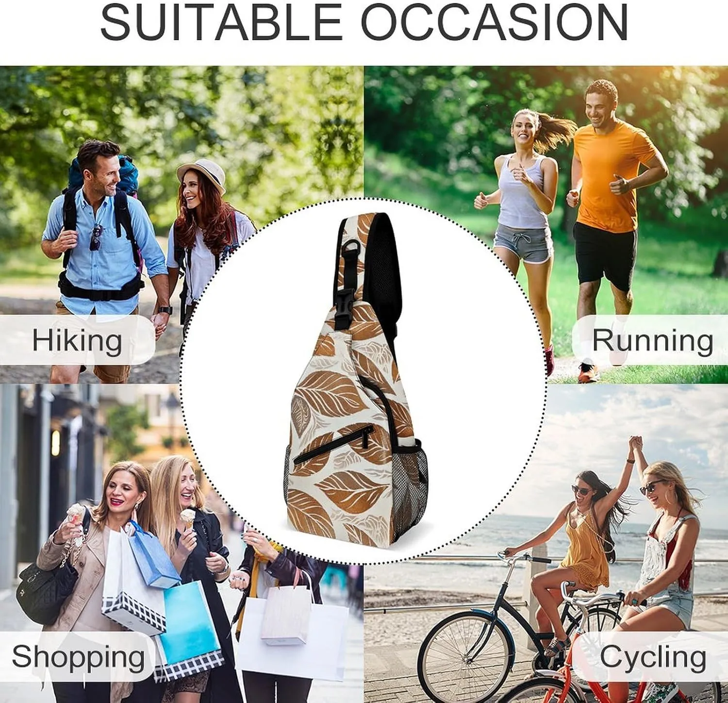 Sling Backpack Crossbody for Man Woman Copper And Brown Cross Body Adjustable Chest Bag