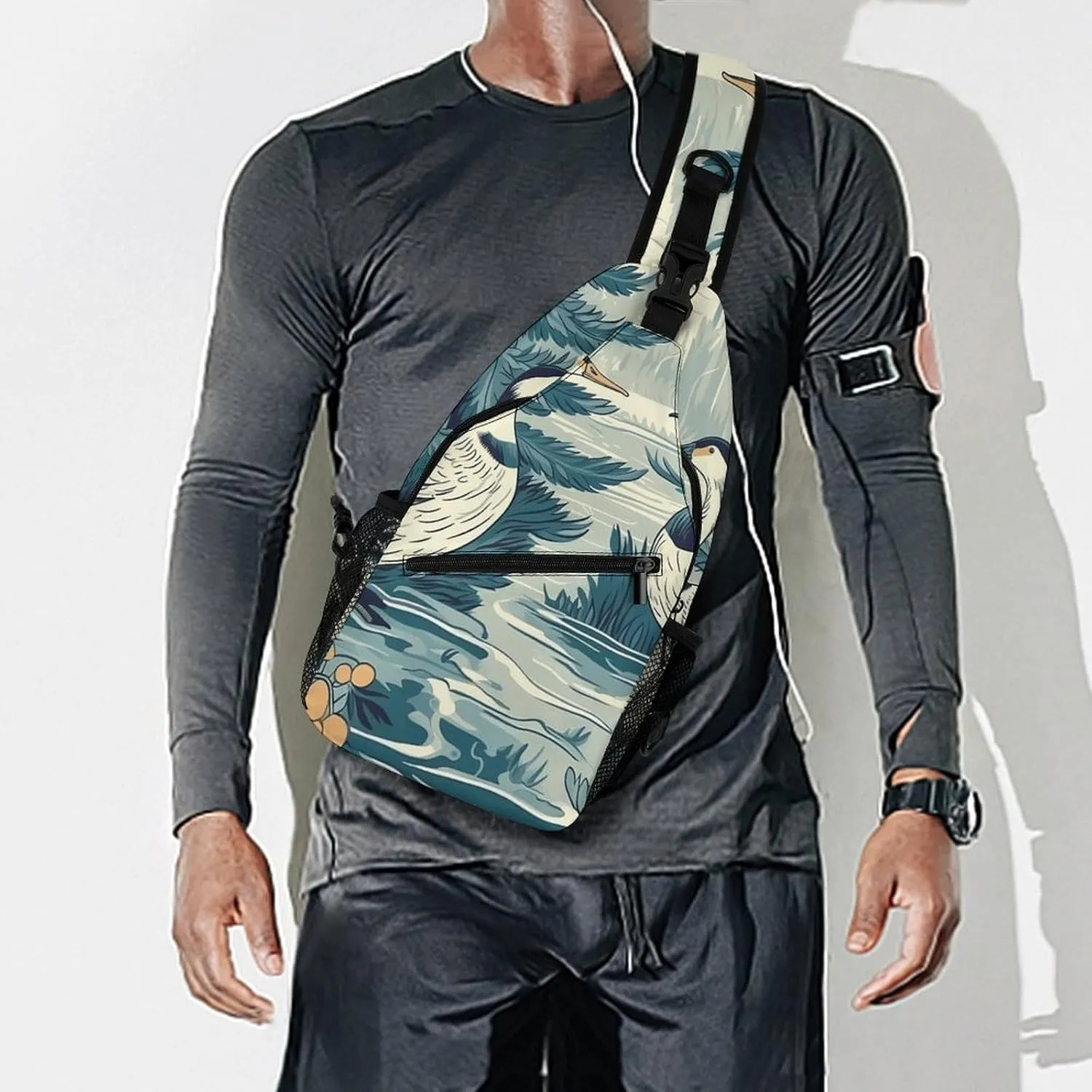 Sling Backpack Crossbody for Man Woman Duck in The Woods Cross Body Adjustable Chest Bag