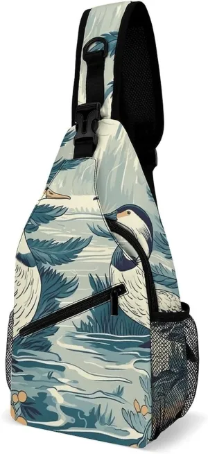 Sling Backpack Crossbody for Man Woman Duck in The Woods Cross Body Adjustable Chest Bag