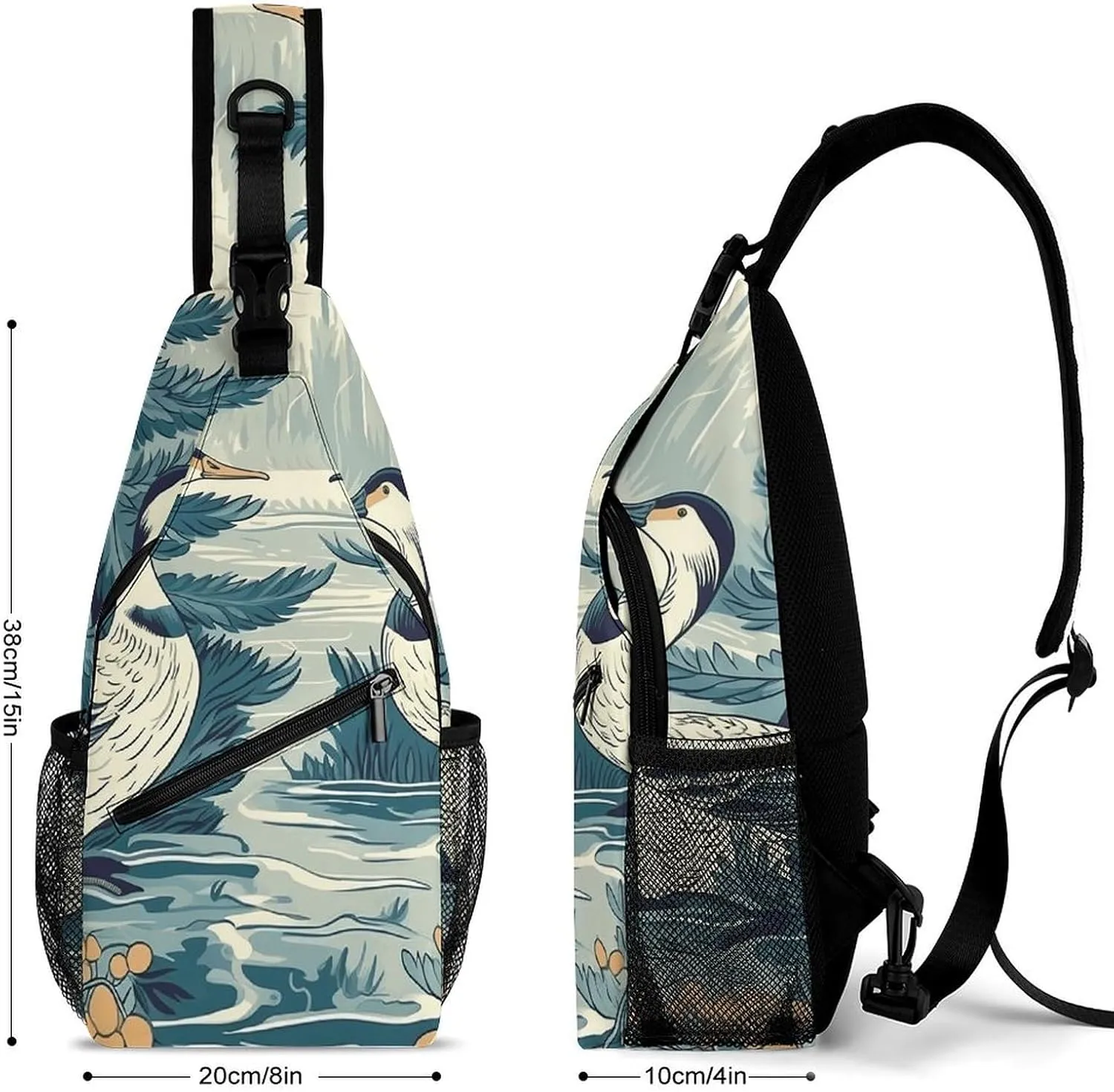 Sling Backpack Crossbody for Man Woman Duck in The Woods Cross Body Adjustable Chest Bag