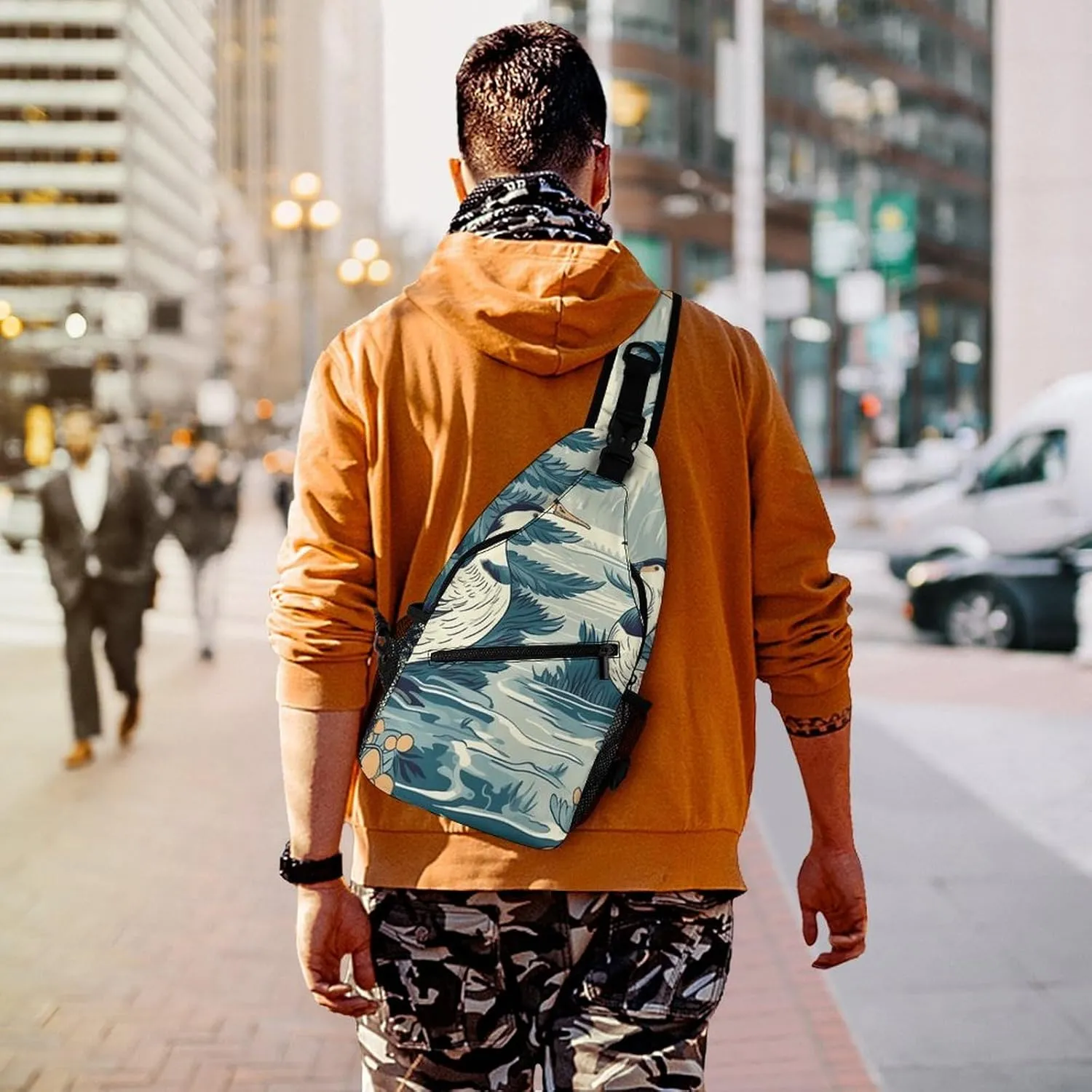 Sling Backpack Crossbody for Man Woman Duck in The Woods Cross Body Adjustable Chest Bag