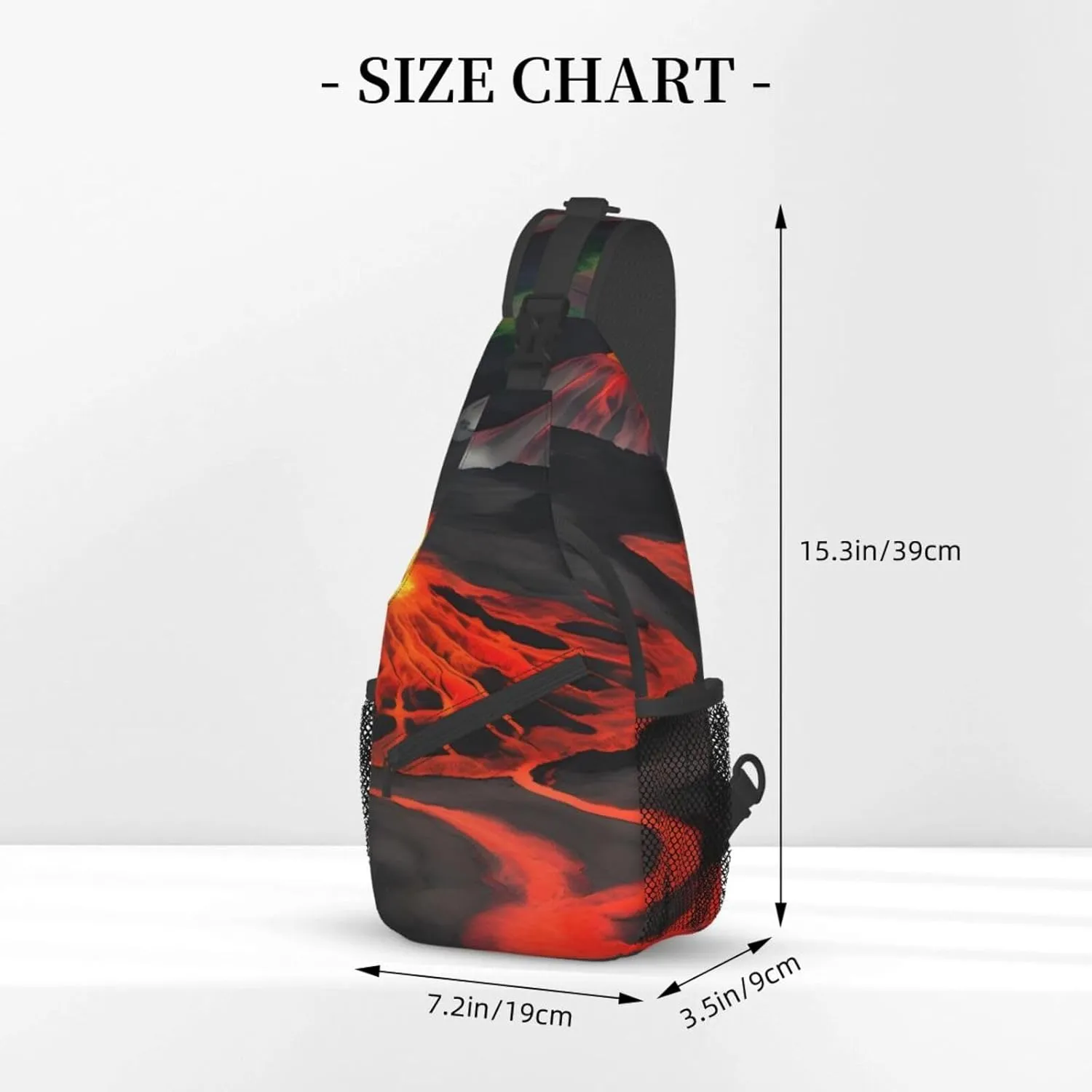 Sling Backpack,Men Cross Chest Bag Diagonally,Durable Adjustable Outdoor Cycling Travel Bag,Kilauea Volcanos Print