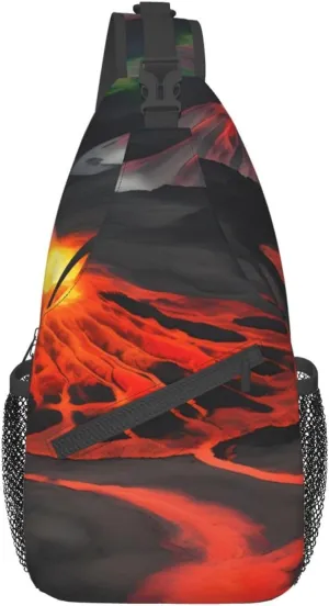 Sling Backpack,Men Cross Chest Bag Diagonally,Durable Adjustable Outdoor Cycling Travel Bag,Kilauea Volcanos Print