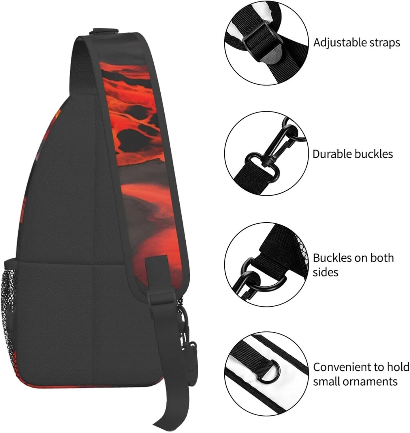 Sling Backpack,Men Cross Chest Bag Diagonally,Durable Adjustable Outdoor Cycling Travel Bag,Kilauea Volcanos Print