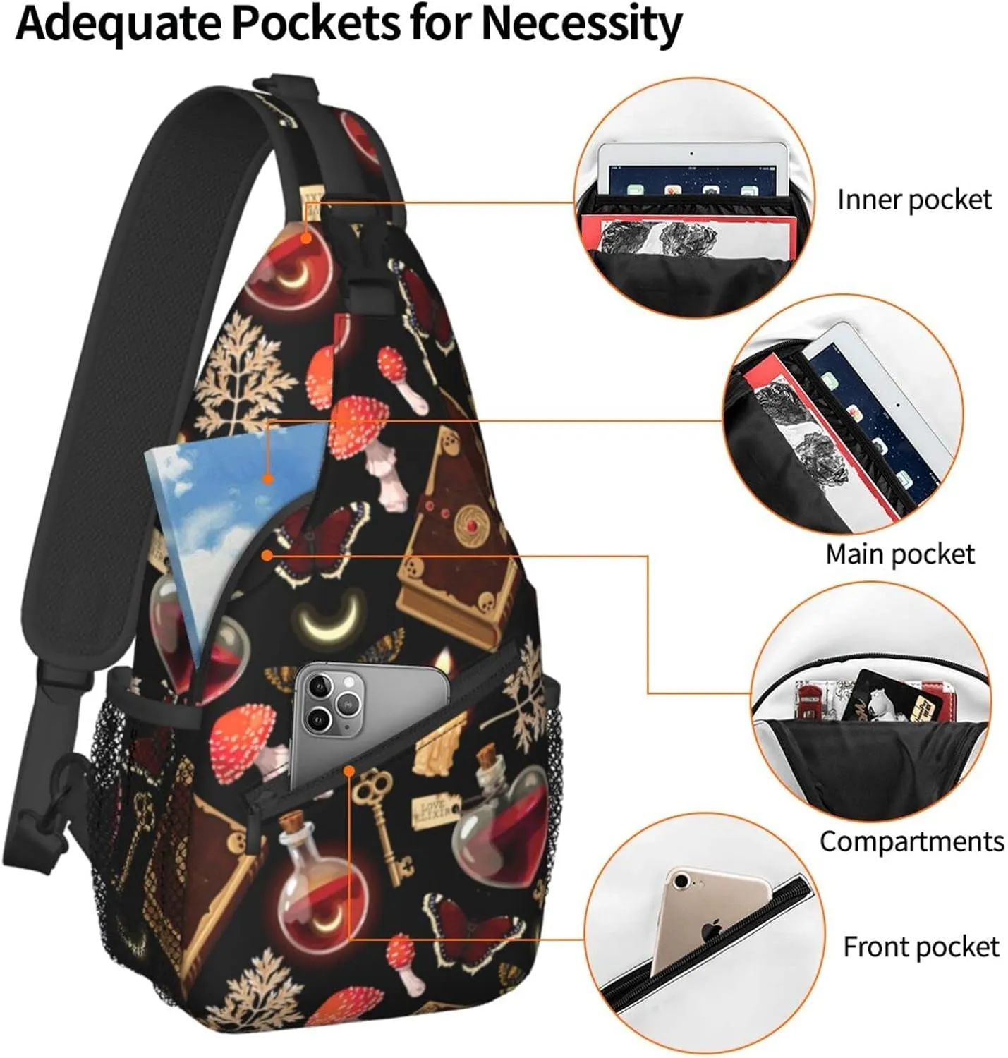 Sling Bag Baseball Vintage Sport Hiking Daypack Crossbody Shoulder Backpack Travel Chest Pack for Men Women