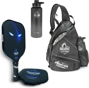 Sling Bag Crossbody Backpack for Pickleball Tennis Travel Waterproof Sport Bag, Eternal Pickleball Paddle 14mm T700 Carbon Fiber with Cover USAPA Approved, Stainless Steel Water Bot