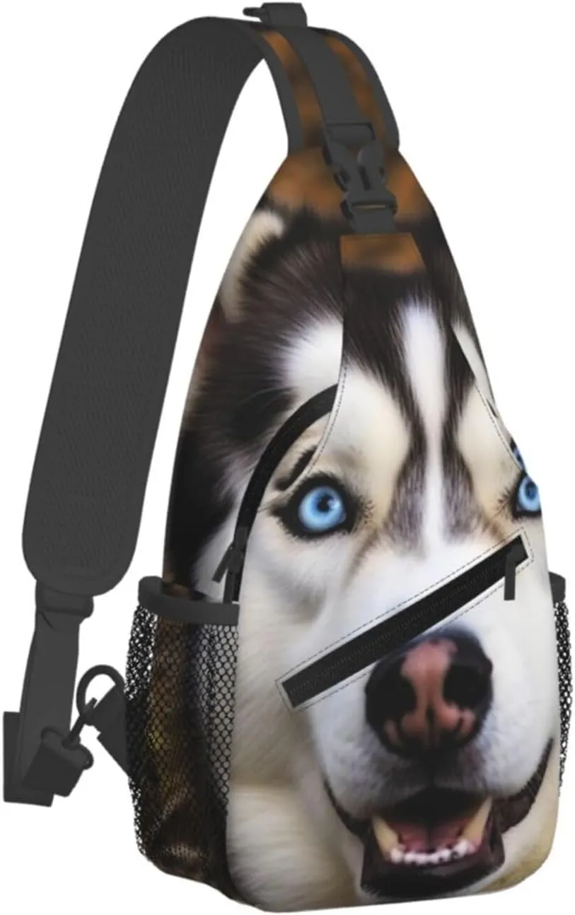 Sling Bag Crossbody Sling Backpack for Men Women Stupid Husky Dog Cross Chest Bag Travel Hiking Daypack