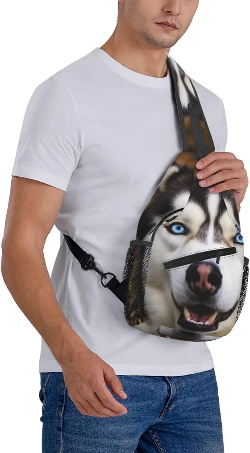 Sling Bag Crossbody Sling Backpack for Men Women Stupid Husky Dog Cross Chest Bag Travel Hiking Daypack