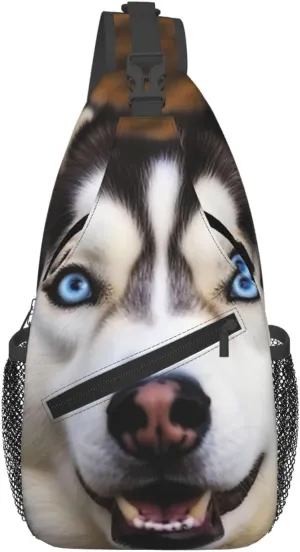 Sling Bag Crossbody Sling Backpack for Men Women Stupid Husky Dog Cross Chest Bag Travel Hiking Daypack