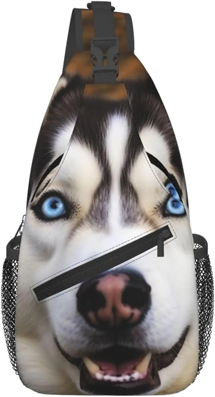 Sling Bag Crossbody Sling Backpack for Men Women Stupid Husky Dog Cross Chest Bag Travel Hiking Daypack