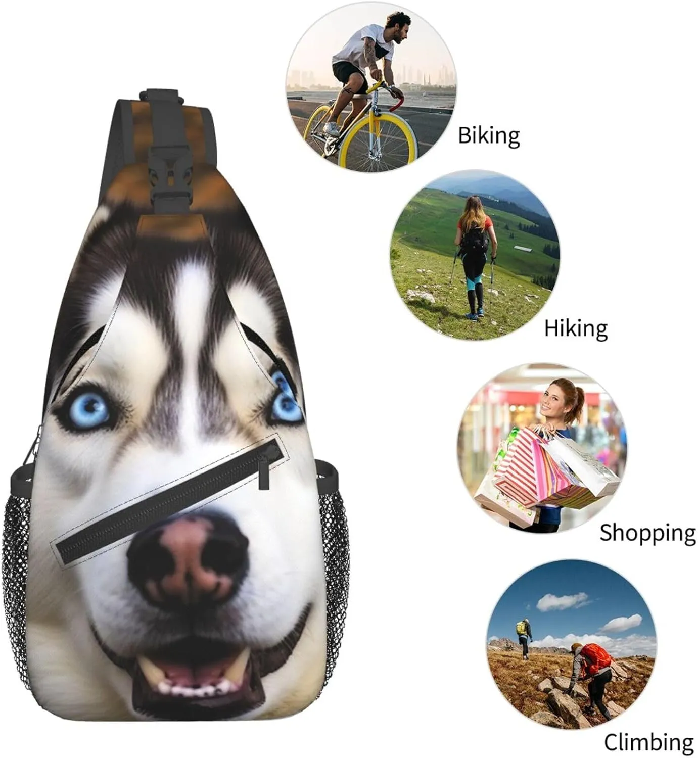 Sling Bag Crossbody Sling Backpack for Men Women Stupid Husky Dog Cross Chest Bag Travel Hiking Daypack