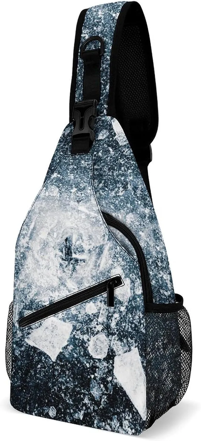 Sling Bag Crushed Ice Spread Away Crossbody Backpack with Anti Theft Adjustable Shoulder Bag for Travel,Hiking,Cycling,Camping