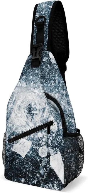 Sling Bag Crushed Ice Spread Away Crossbody Backpack with Anti Theft Adjustable Shoulder Bag for Travel,Hiking,Cycling,Camping