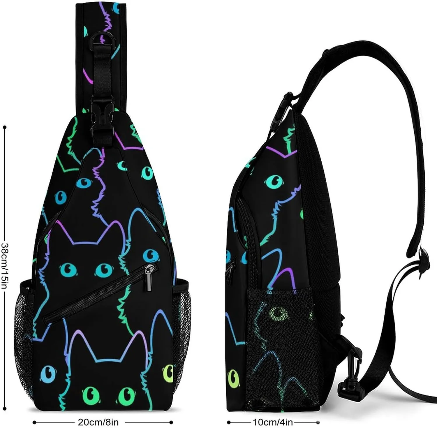 Sling Bag Cute Cat Funny Crossbody Shoulder Backpack Lovely Animal Adjustable Lightweight Travel Hiking Chest Bag for Men Women