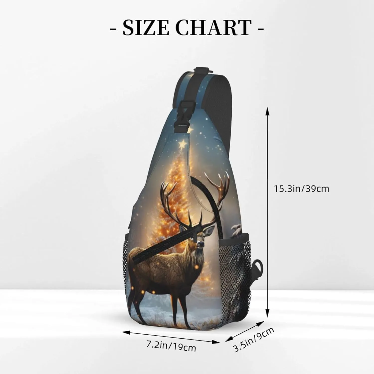Sling Bag for Women Men Crossbody Bag Sling Backpack Christmas Tree and Deer Cross Body Bag Adjustable Chest Bag
