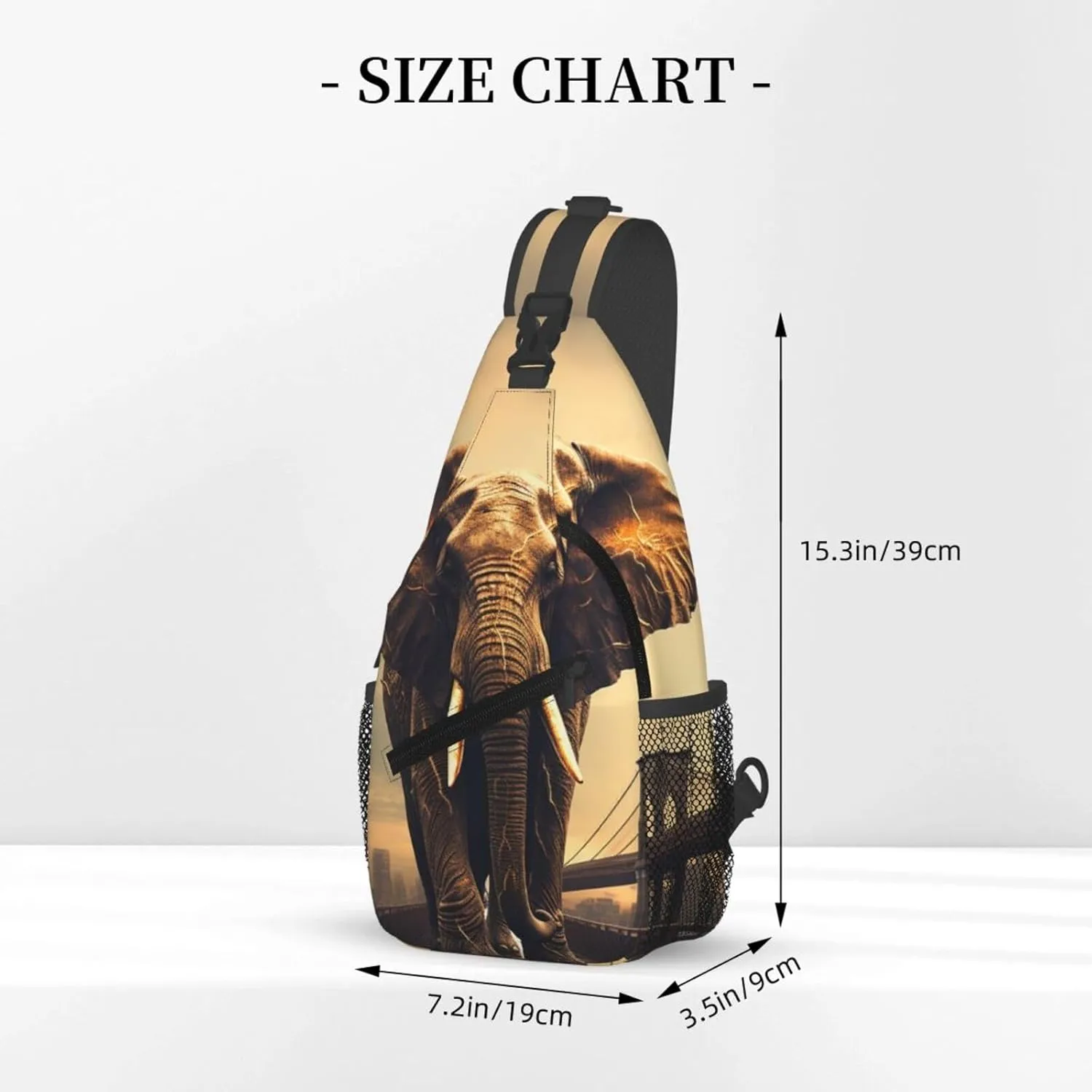 Sling Bag for Women Men Crossbody Bag Sling Backpack Elephant On A Bridge Cross Body Bag Adjustable Chest Bag