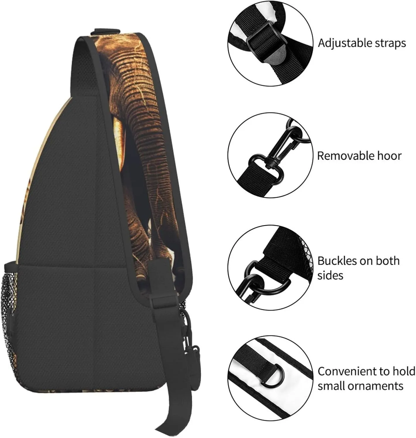Sling Bag for Women Men Crossbody Bag Sling Backpack Elephant On A Bridge Cross Body Bag Adjustable Chest Bag