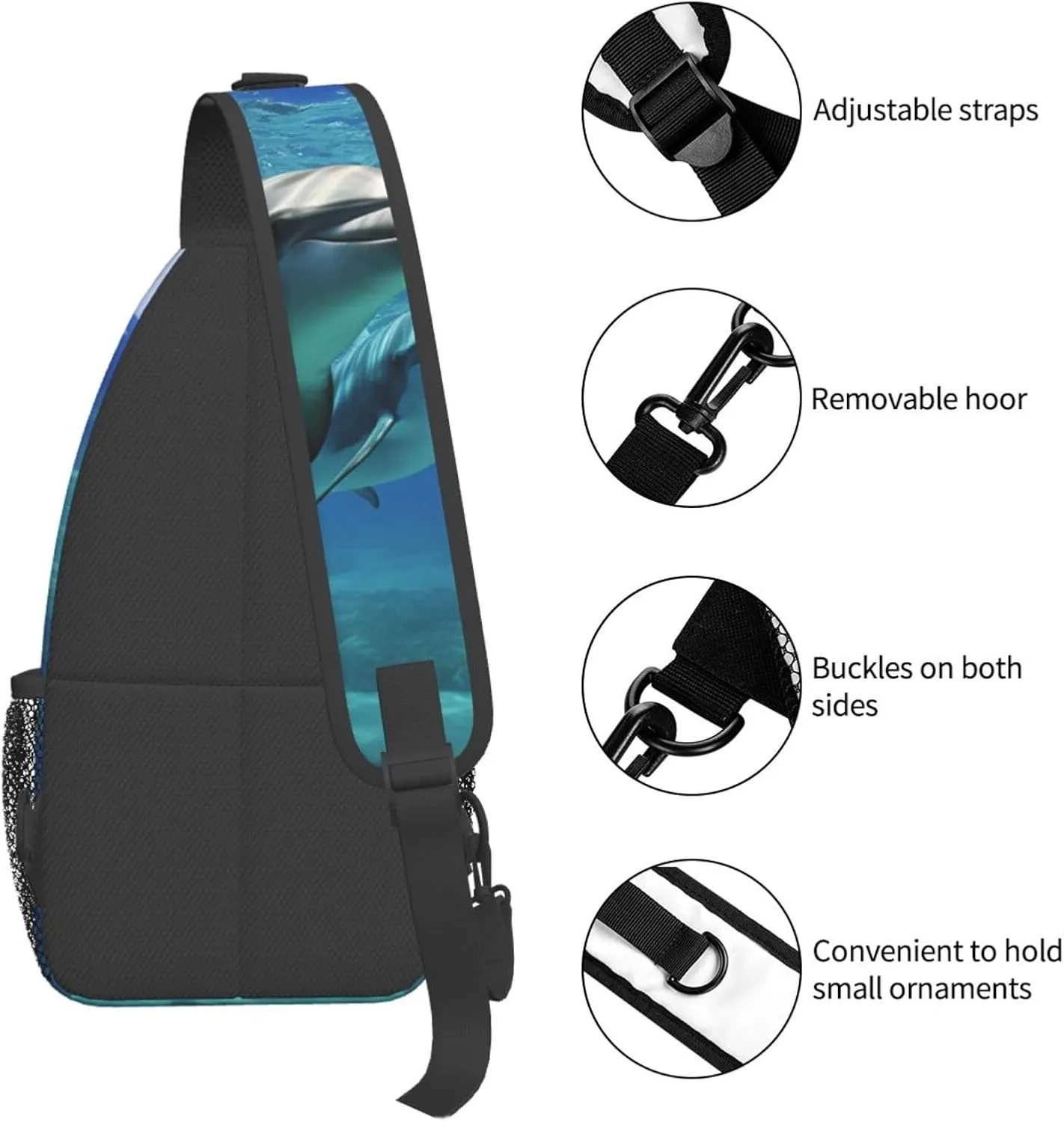 Sling Bag for Women Men Crossbody Bag Sling Backpack Marine dolphin Cross Body Bag Adjustable Chest Bag