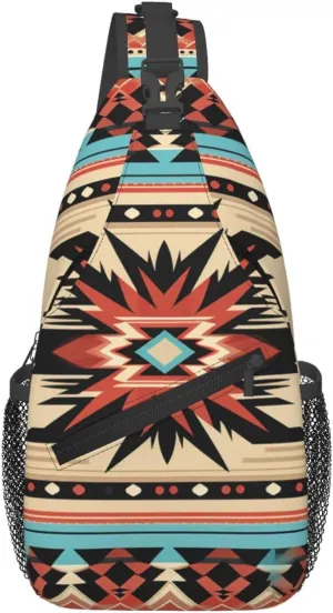 Sling Bag for Women Men Crossbody Bag Sling Backpack Orange folk pattern Cross Body Bag Adjustable Chest Bag