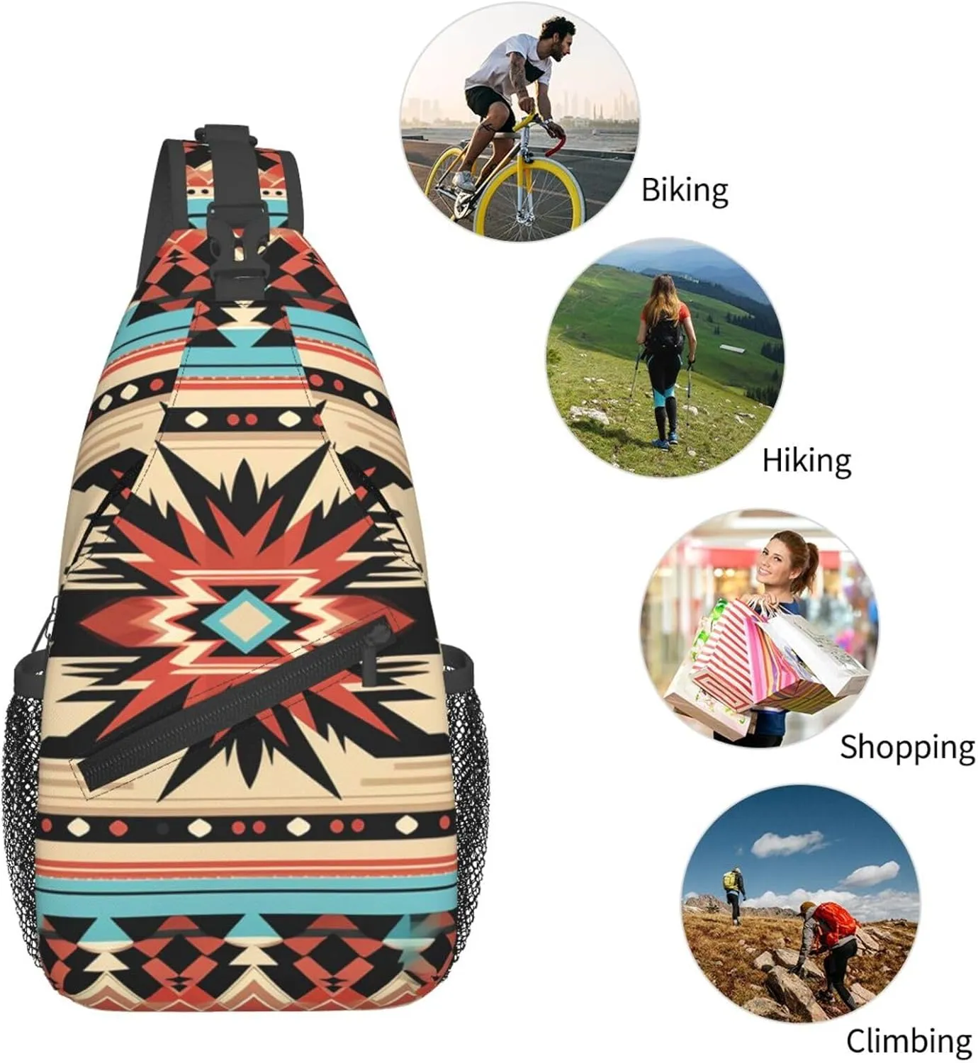 Sling Bag for Women Men Crossbody Bag Sling Backpack Orange folk pattern Cross Body Bag Adjustable Chest Bag
