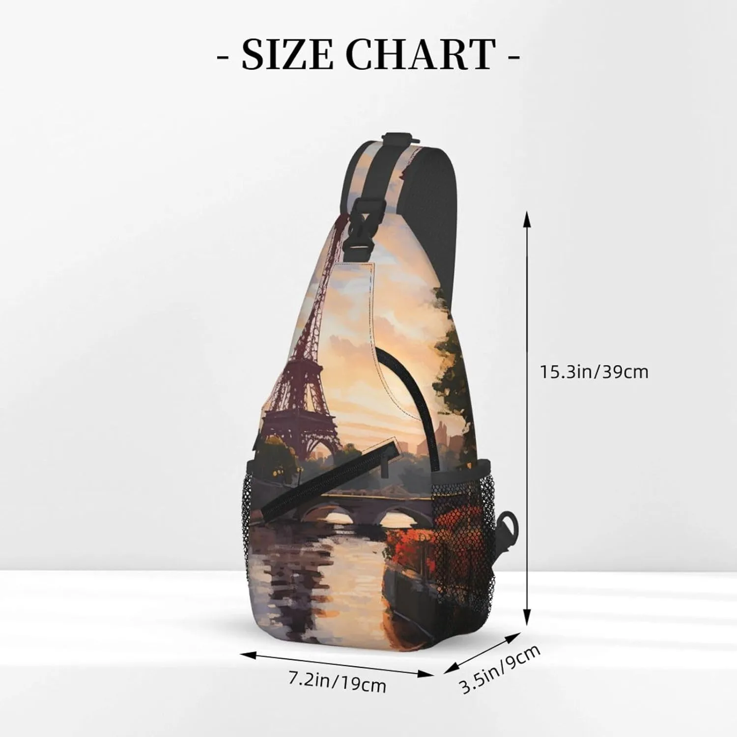 Sling Bag for Women Men Crossbody Bag Sling Backpack Paris Nature Scenery Cross Body Bag Adjustable Chest Bag