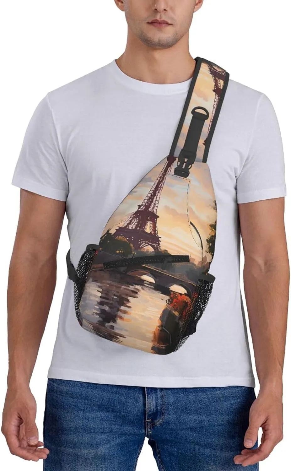 Sling Bag for Women Men Crossbody Bag Sling Backpack Paris Nature Scenery Cross Body Bag Adjustable Chest Bag