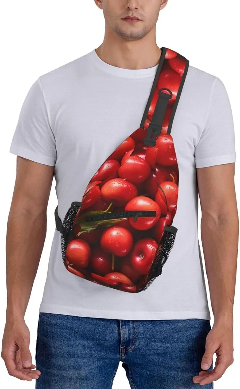Sling Bag for Women Men Crossbody Bag Sling Backpack Red Round Fruits Cross Body Bag Adjustable Chest Bag