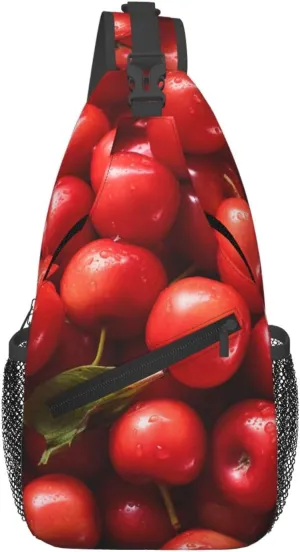 Sling Bag for Women Men Crossbody Bag Sling Backpack Red Round Fruits Cross Body Bag Adjustable Chest Bag