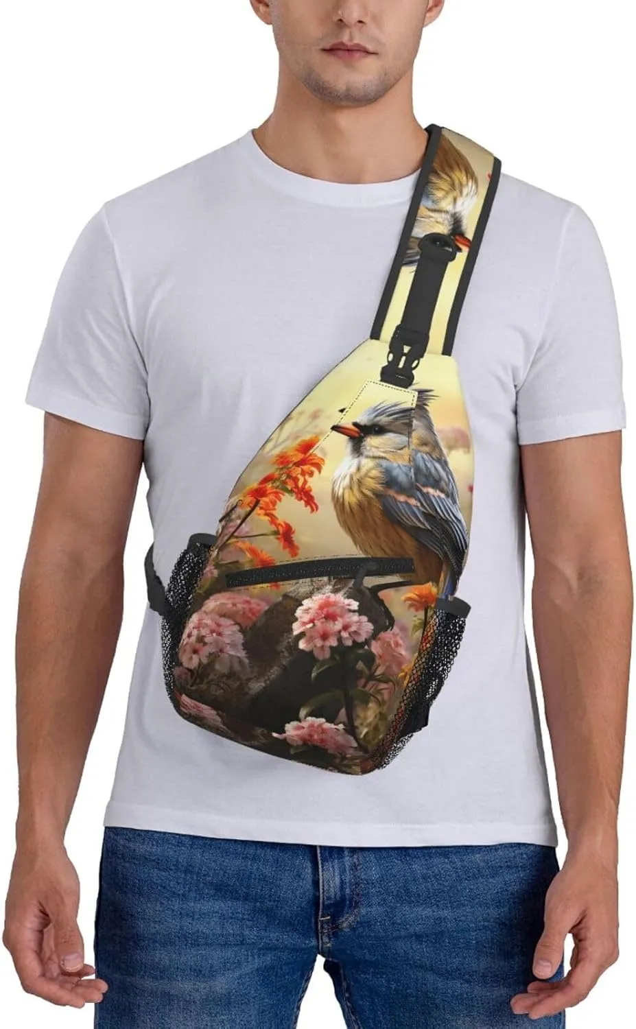 Sling Bag for Women Men Crossbody Bag Sling Backpack Sparrow Birds Sing Cross Body Bag Adjustable Chest Bag