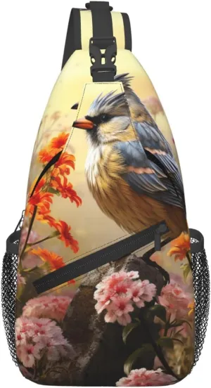 Sling Bag for Women Men Crossbody Bag Sling Backpack Sparrow Birds Sing Cross Body Bag Adjustable Chest Bag