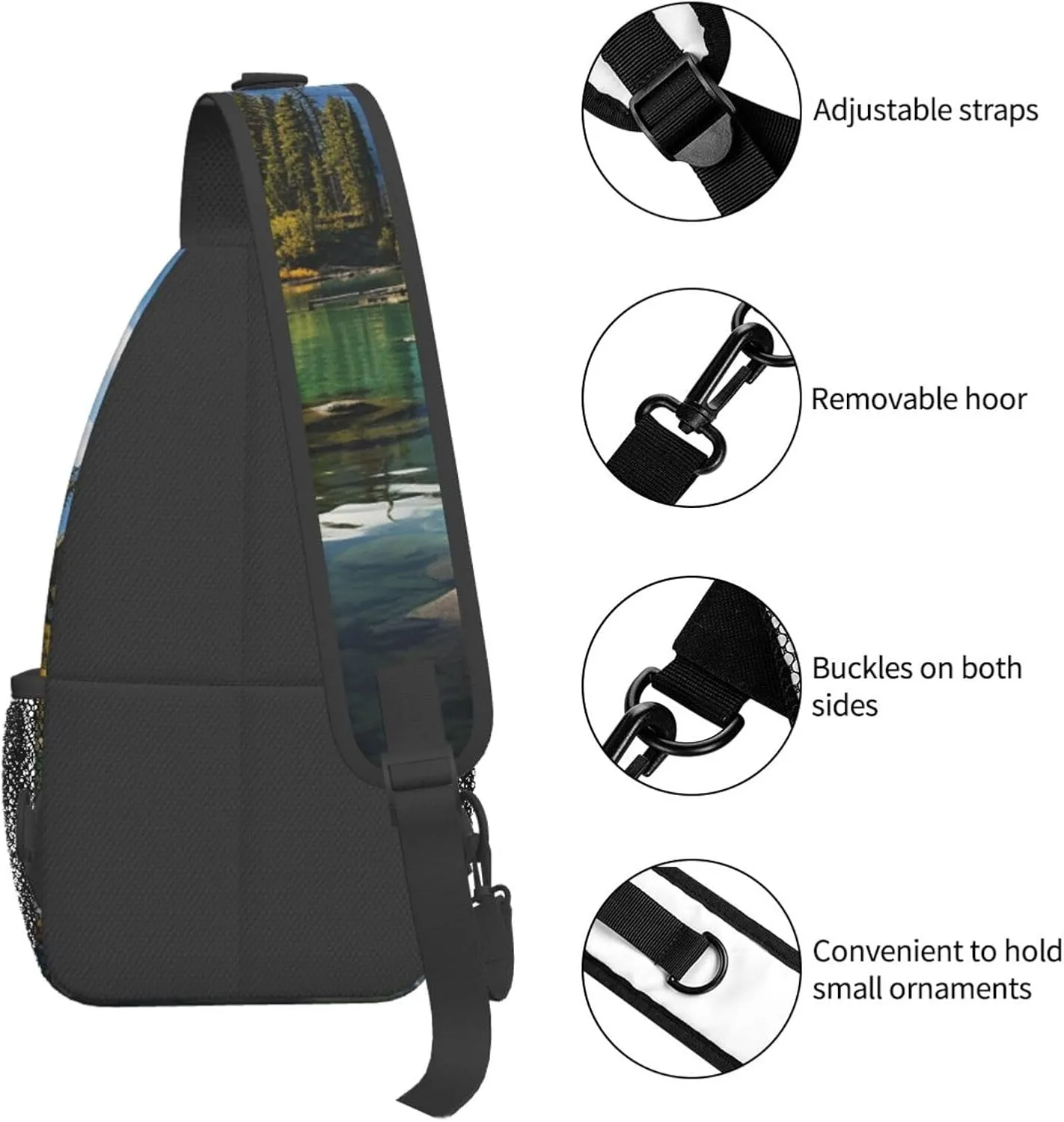 Sling Bag for Women Men Crossbody Bag Sling Backpack Spirit Island in Maligne Lake Cross Body Bag Adjustable Chest Bag