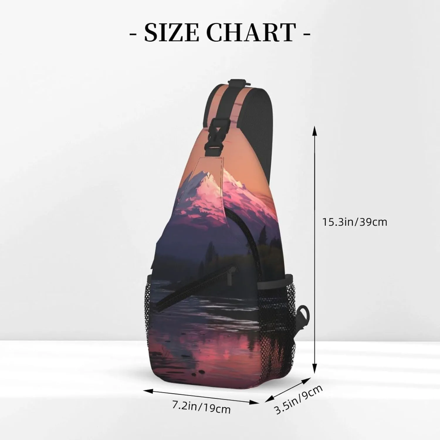 Sling Bag for Women Men Crossbody Bag Sling Backpack Sunset landscape Mountains Lake Cross Body Bag Adjustable Chest Bag
