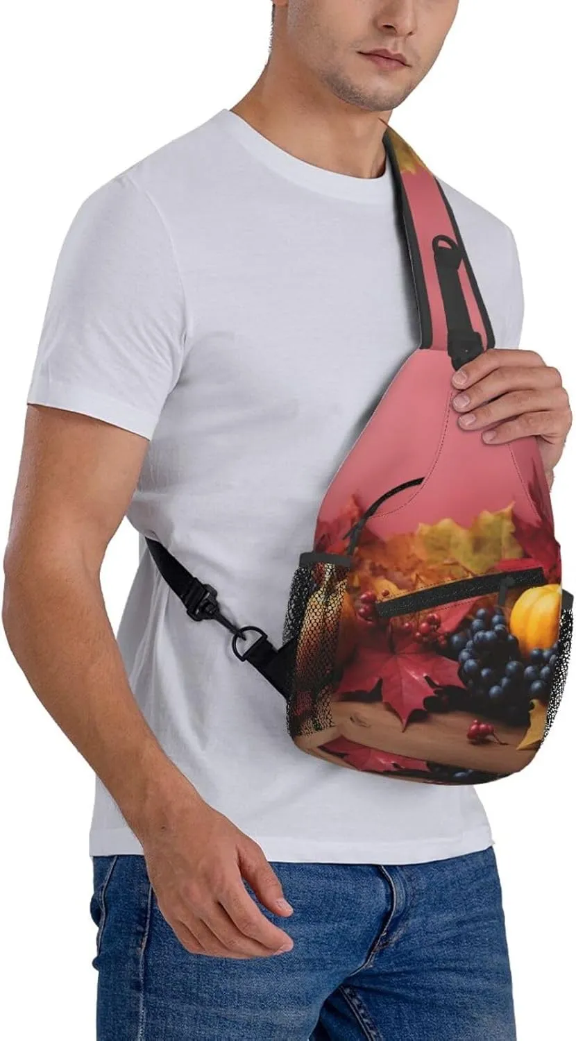 Sling Bag for Women Men Crossbody Bag Sling Backpack Thanksgiving Background Cross Body Bag Adjustable Chest Bag