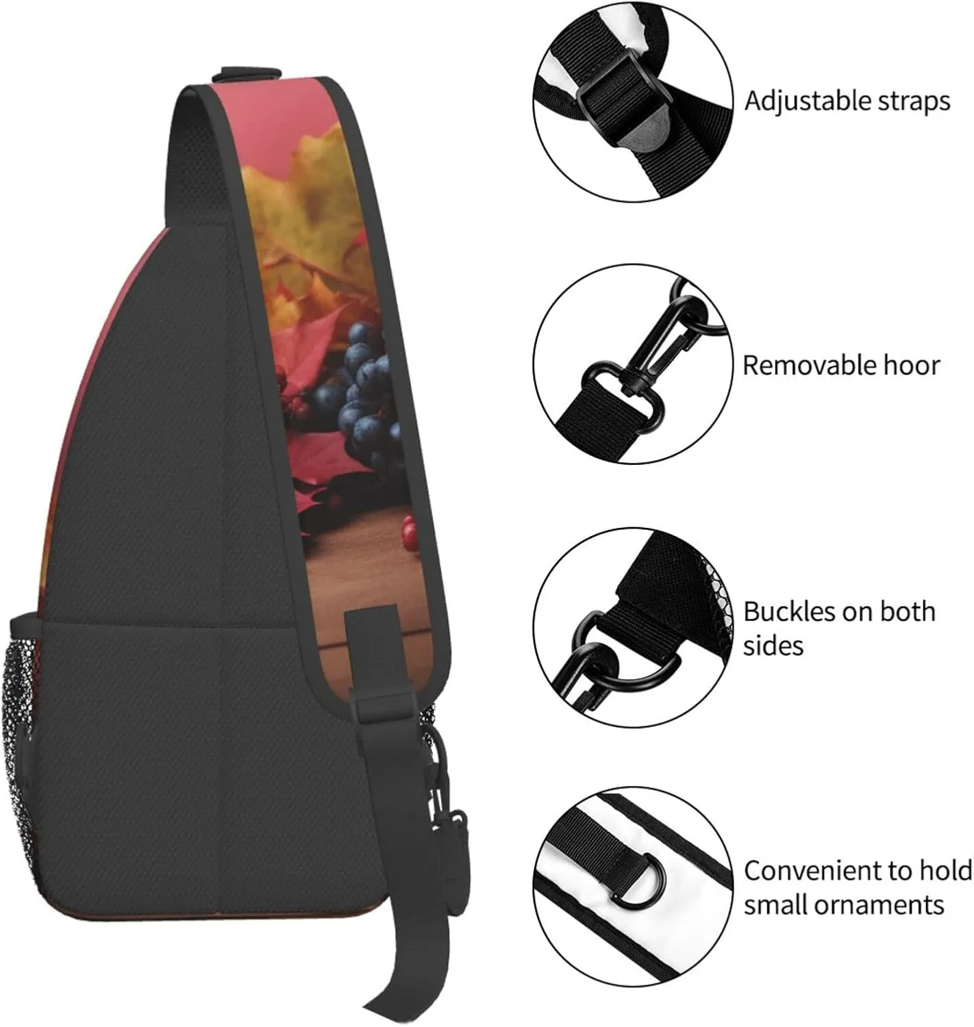 Sling Bag for Women Men Crossbody Bag Sling Backpack Thanksgiving Background Cross Body Bag Adjustable Chest Bag